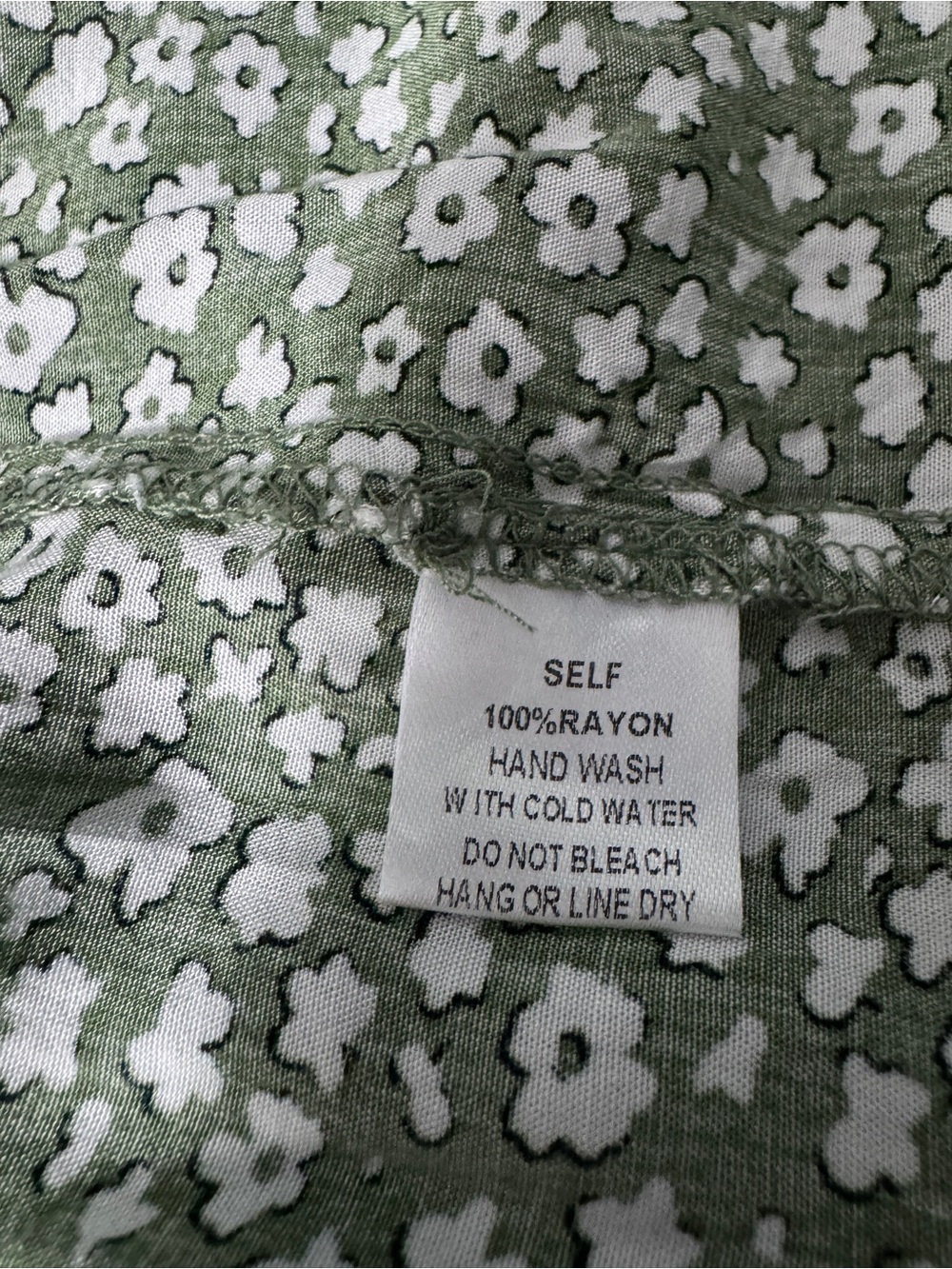 Shop Neighbor Green Ditsy Floral Smocked Midi Dress Long Sleeve Sz L - Picture 9 of 9